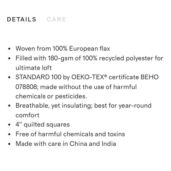 NWT QUINCE European Linen Box Quilt Full Queen Light Grey 5583 - Picture 2 of 6